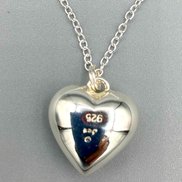 Puffed “Love” Heart Pendant Necklace - Sterling Silver - Picture 4 of 4